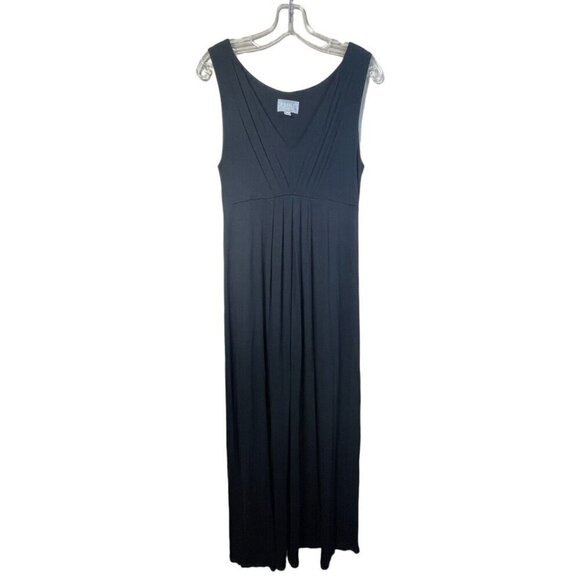 Pure Collection Women Maxi Dress Sleeveless Black Long Sleeveless V Neck Sz US 4 - Picture 1 of 11